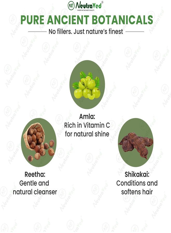 NeutraVed Amla Shikakai Reetha Powder For Hair – 100% Natural & Organic Sikakai, Reetha, Amla raw powder , Chemical-Free, Hair Cleanser & Mask – 100g Each (Total 300g) - Image 4