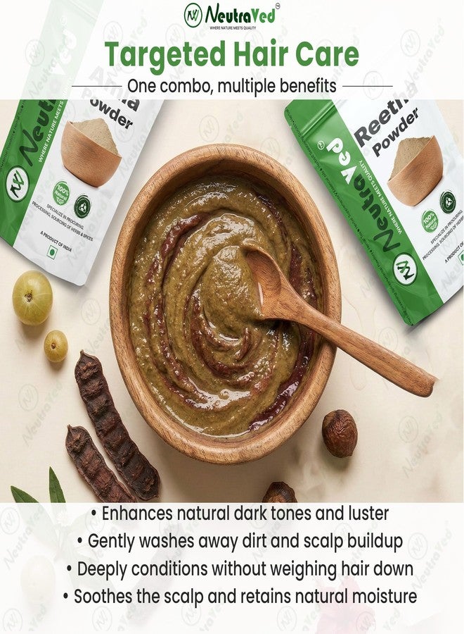 NeutraVed Amla Shikakai Reetha Powder For Hair – 100% Natural & Organic Sikakai, Reetha, Amla raw powder , Chemical-Free, Hair Cleanser & Mask – 100g Each (Total 300g) - Image 3