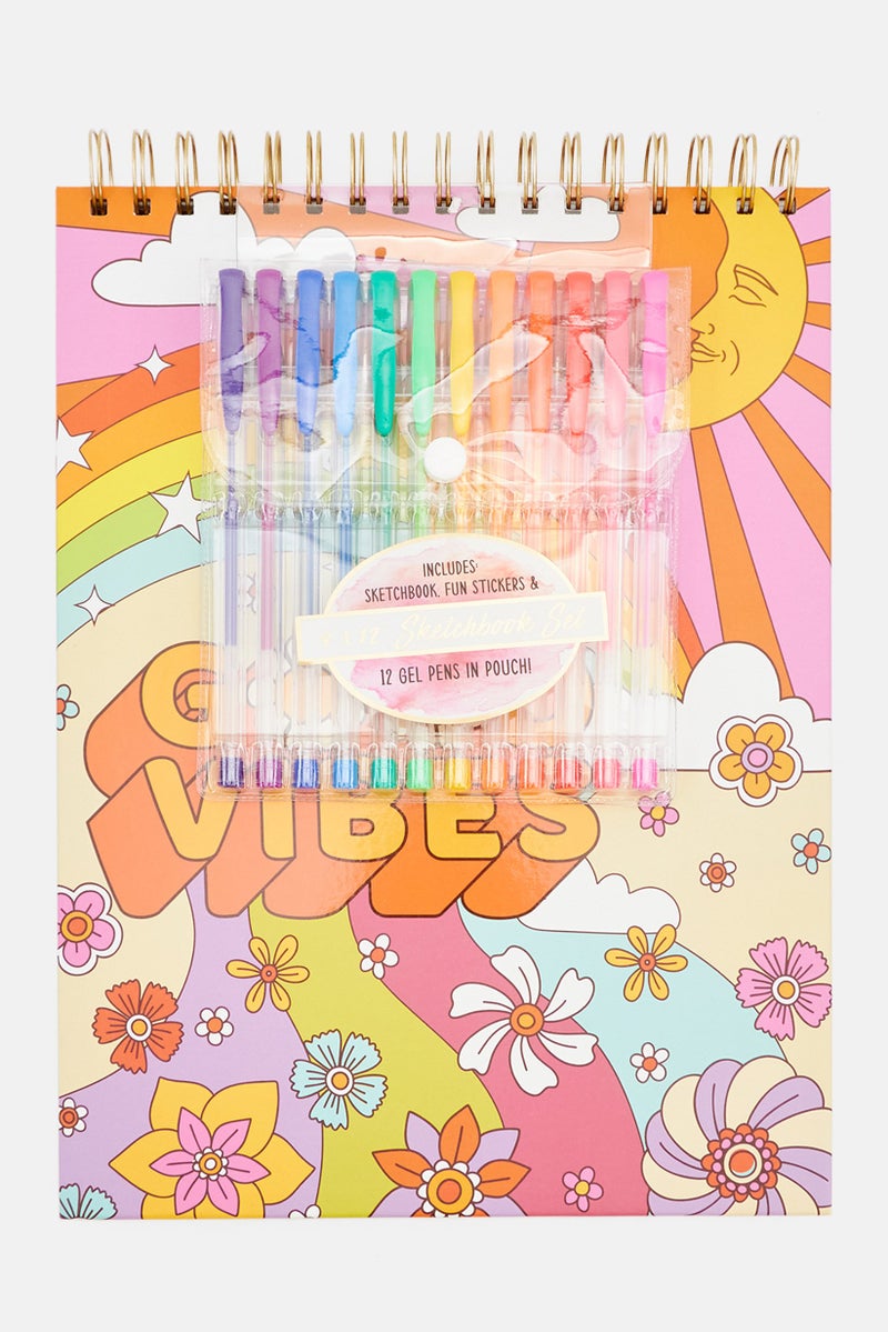 VOTUM Good Vibes Sketchbook Set With Ballpen 23 L x 30 H x 2 W cm, Pink Combo - Image 1