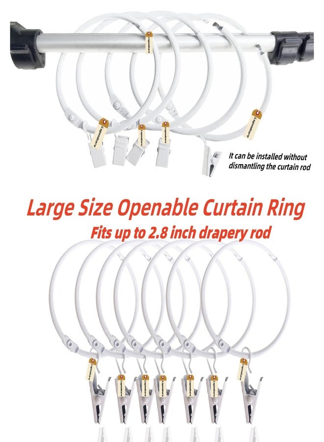 Lsgoodcare 20Pcs Openable Curtain Clips with Rings White 3Inch, Strong Metal Decorative Curtain Clip, Rustproof Drapery Open Clip Rings - Image 2