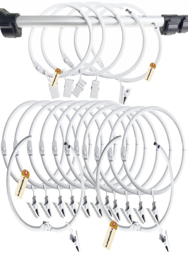 Lsgoodcare 20Pcs Openable Curtain Clips with Rings White 3Inch, Strong Metal Decorative Curtain Clip, Rustproof Drapery Open Clip Rings - Image 1