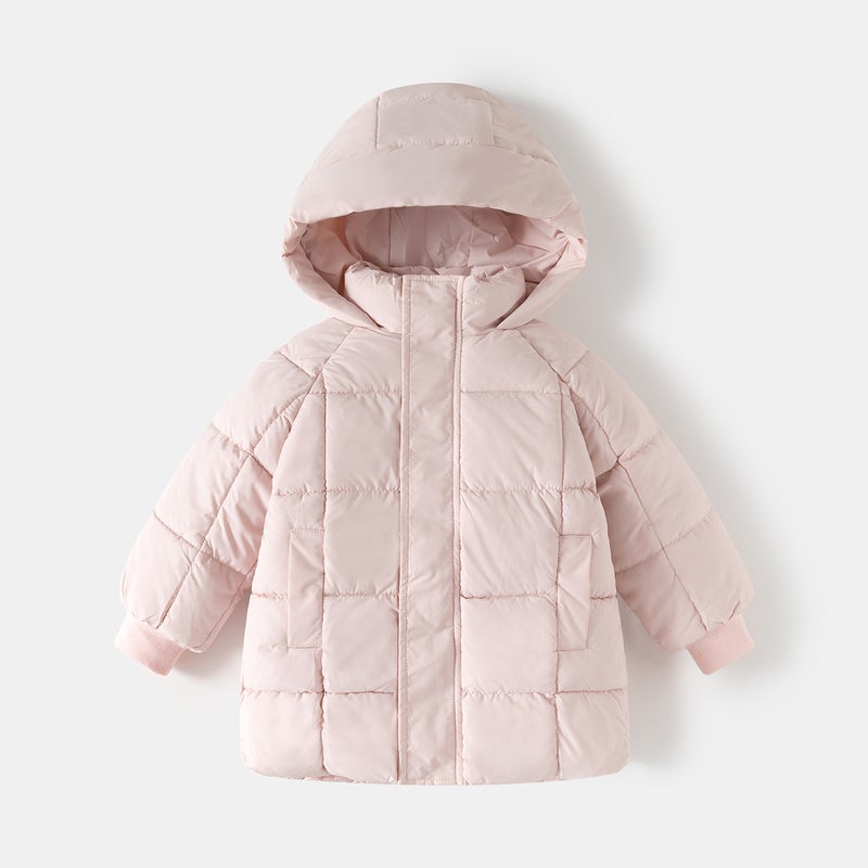 Children'S Mid-Length Cotton Coat Thick Solid Color Korean Style Boys' Warm Cotton Jacket Winter Top - Image 1