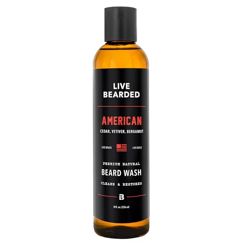 Live Bearded Beard Wash 8 fl oz WaterBased Face Cleanser with AllNatural Ingredients for a Gentle Deep Clean Made in the USA American Scent Cedar Vetiver Bergamot