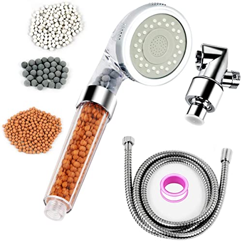 Besititli High Pressure Filter Shower Head With Replacement Hose And Bracket, 3 Mode Function Spray, Water Saving shower For Best Shower Experience, Rain Handheld Showerhead For Dry Hair & Skin - Image 1