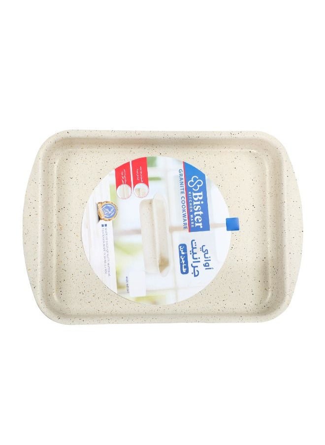 Bister - Granite Rectangle OBOLONG  Baking Oven Tray (42*7.0) | Made of High-Quality | Nonstick With Flat Bottom Suitable For Oven | Beige Color. - Image 1