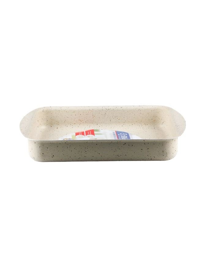 Bister - Granite Rectangle OBOLONG  Baking Oven Tray (42*7.0) | Made of High-Quality | Nonstick With Flat Bottom Suitable For Oven | Beige Color. - Image 1