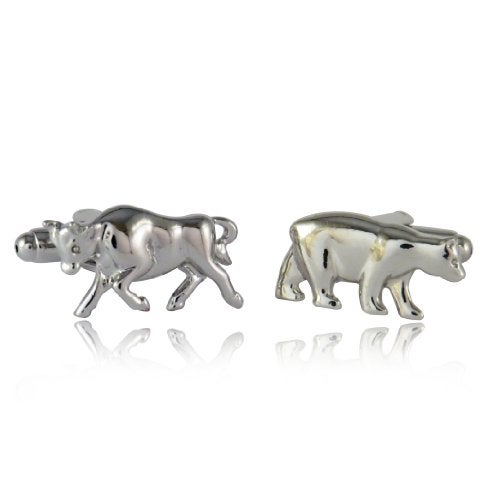Cuff-Daddy Bull Bear Cufflinks Silver 000 with Presentation Box - Image 1