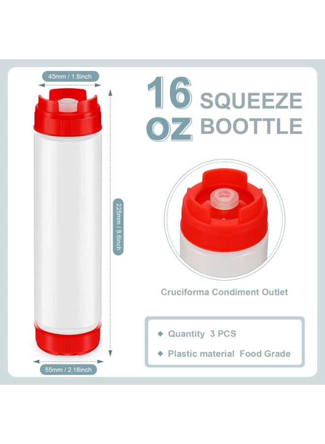 Bincoo 3 Pcs Plastic Squeeze Sauce Bottles, Squeezer Clear with Nozzle Caps, Reusable Squeeze Condiment Bottles Dispensers Suitable for Mustard Olive Oil Jam Ketchup Salad Dressing Storage Bottle (250ML) - Image 2