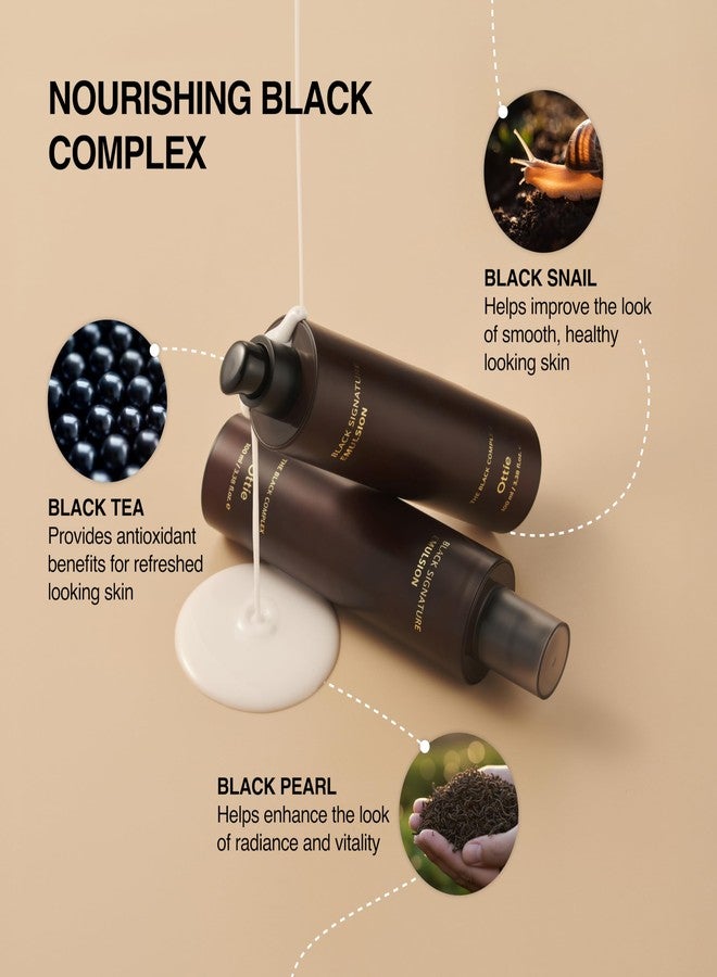 Ottie Black Signature Emulsion Hydrating Milky Face Lotion with Snail Mucin, Black Rice, Black Beans & Black Sesame, Lightweight Moisturizer for Smooth, Supple-Looking Skin, 100ml / 3.38 fl.oz - Image 5