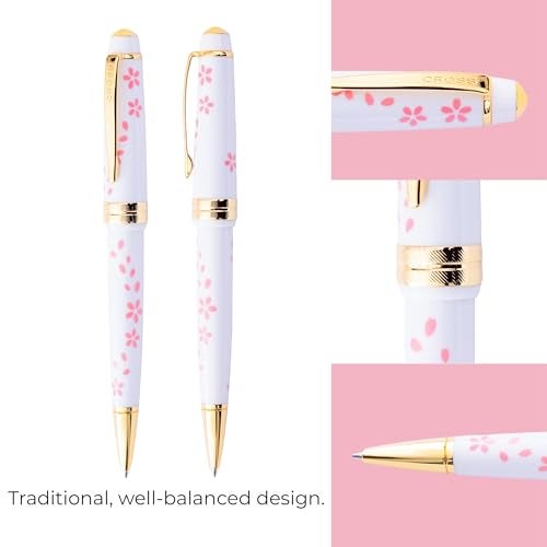 Cross Bailey Light Cherry Blossom Glossy White Resin Ballpoint Pen Professional Pen for Effortless Writing Journaling NoteTaking More Black Ink Easy Handling Includes Gift Box - Image 3