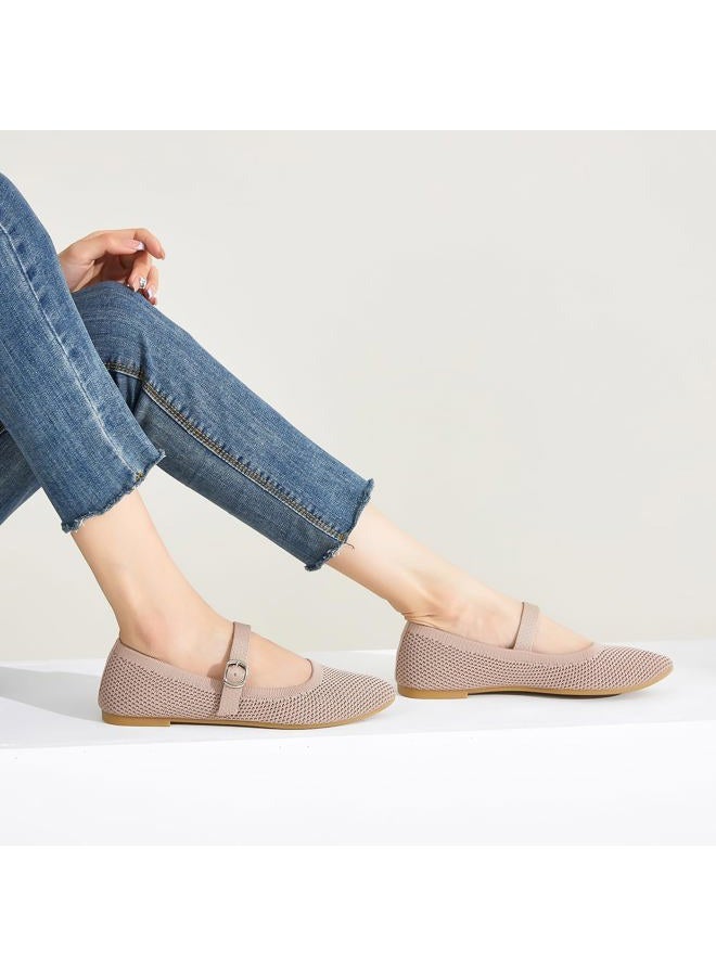BABUDOG Mesh Ballet Flats for Women,Women's Mary Jane Flats with Buckle Strap,Black Nude Foldable Flats Shoes for Women,Comfortable Dress Shoes, Moc, 11 - Image 2