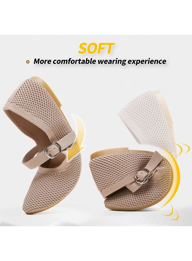 BABUDOG Mesh Ballet Flats for Women,Women's Mary Jane Flats with Buckle Strap,Black Nude Foldable Flats Shoes for Women,Comfortable Dress Shoes, Moc, 11 - Image 5