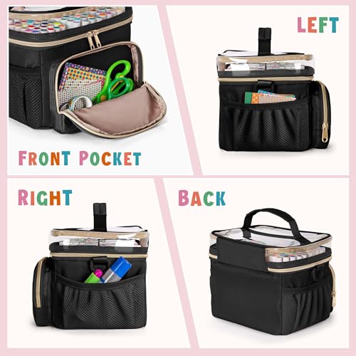 Rexmica Marker Organizer Case for 100 Markers, Marker Storage Organizer Bag with Divider and Shoulder Strap, Marker Travel Carrying Case with 3 Pockets, Black (Patented Design) - Image 3