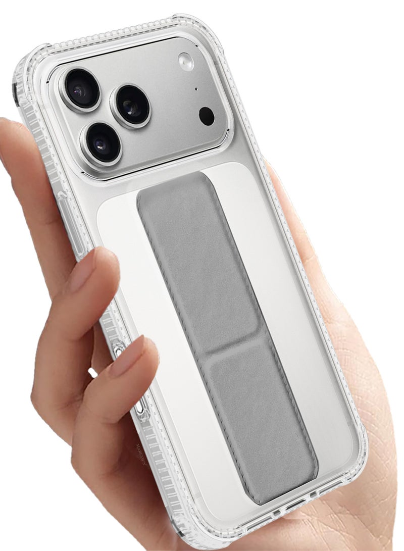 CATANES 3 Packs Finger Grip Clear Case Cover for iPhone 17 Pro Max - Kickstand Car Magnetic Holder Multi-function Protective Two-in-one Case with Two Privacy Screen Protectors - Grey - Image 3