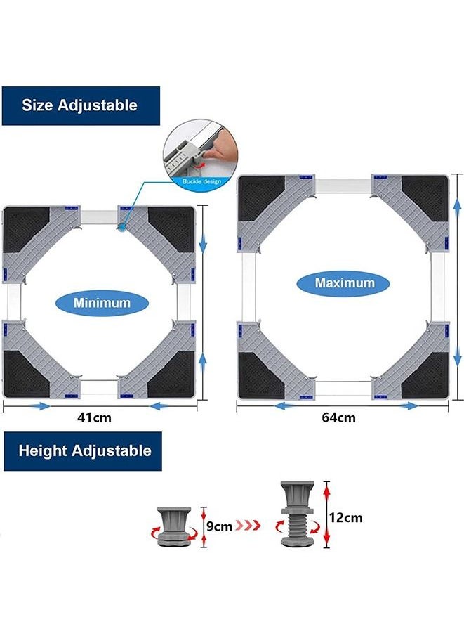 Mini Fridge Stand Universal Stand Base Adjustable Refrigerator Stand with 4 Strong Feet Washing Machine Pedestal Multi-Functional Base for Dryer(4 Strong Feet)