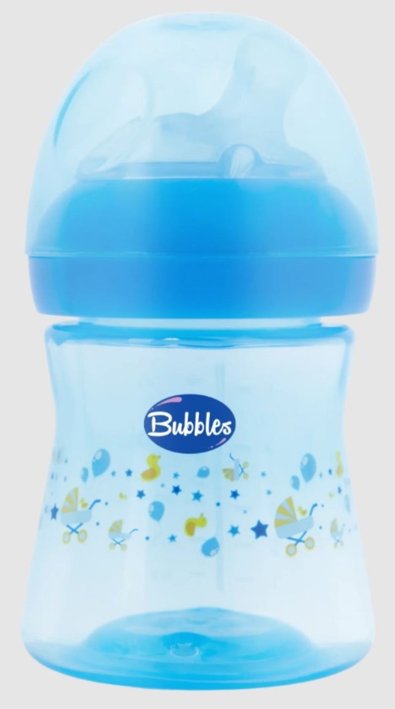 Bubbles Natural Angled-Nipple Feeding Bottle 150Ml-Blue - Multishape - Image 2