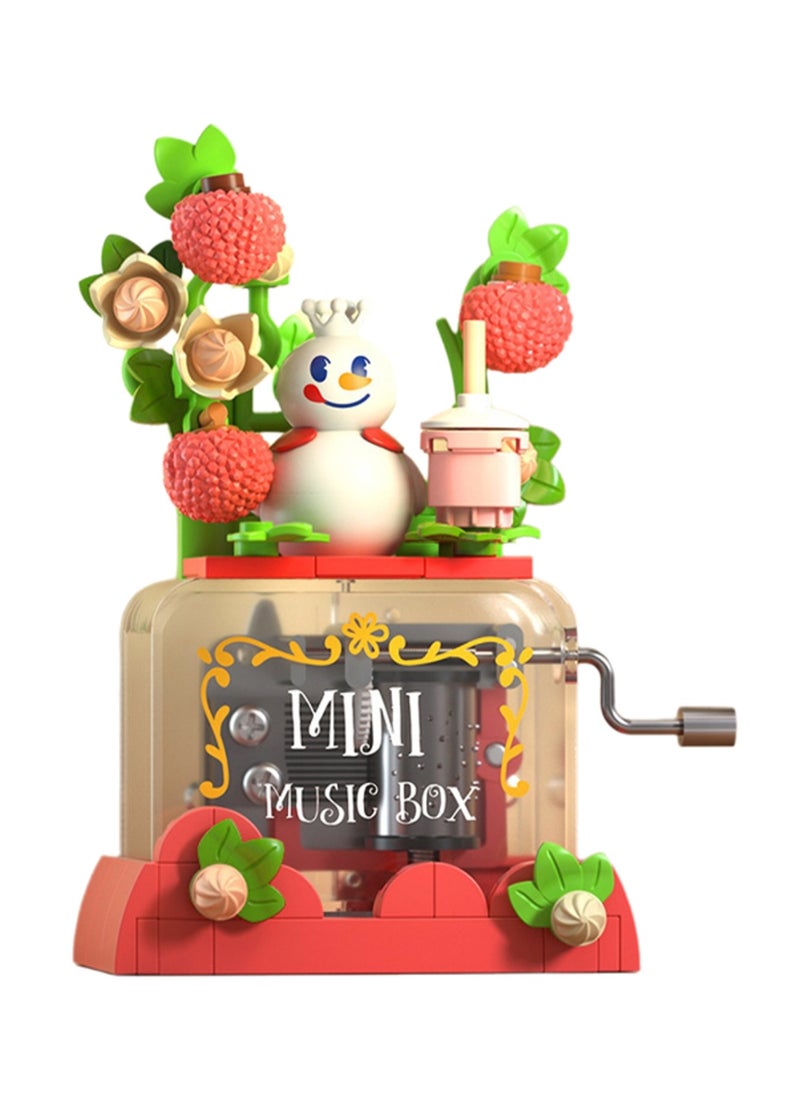 Generic - Snowman Lychee Hand-Cranked Music Box Model Set Creative Diy Simulation Collection Building Assembly Toys Children Adult Home Decoration - Image 1