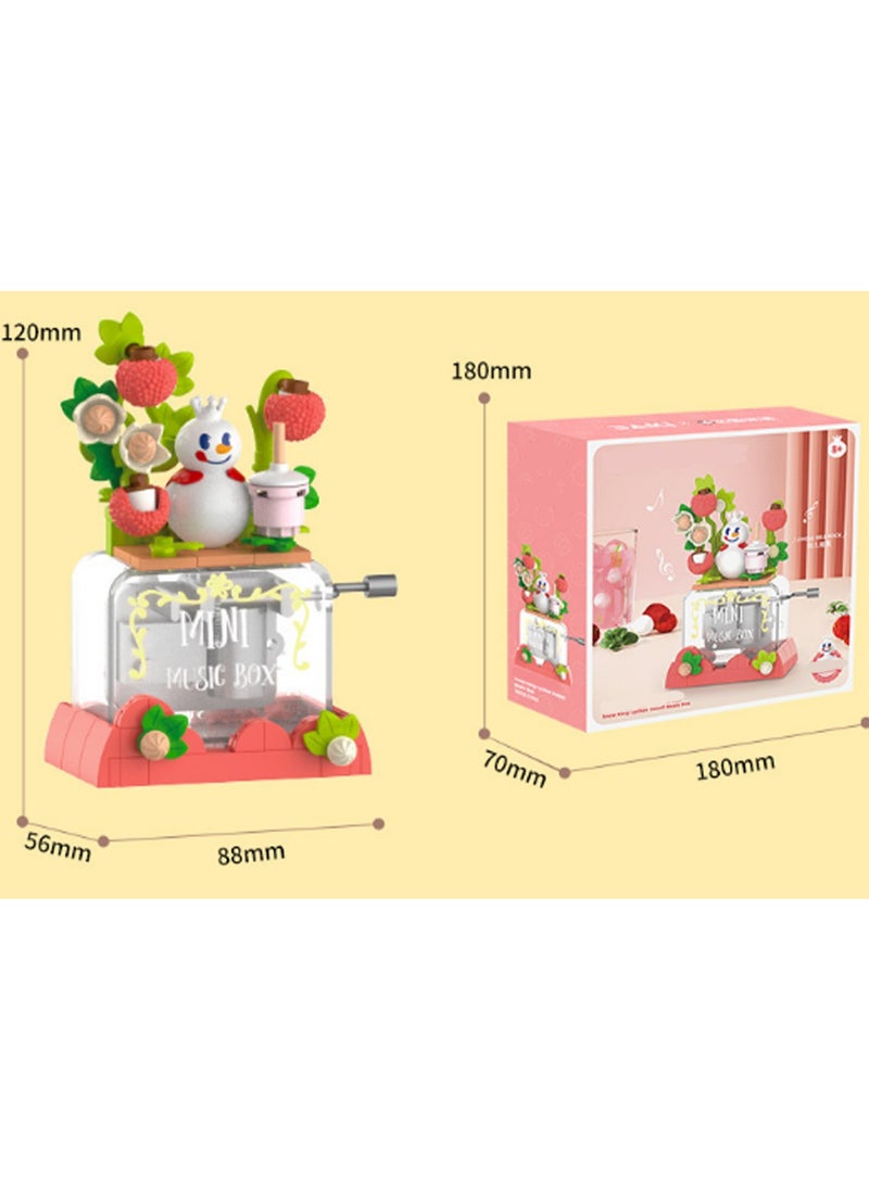 Generic - Snowman Lychee Hand-Cranked Music Box Model Set Creative Diy Simulation Collection Building Assembly Toys Children Adult Home Decoration - Image 1