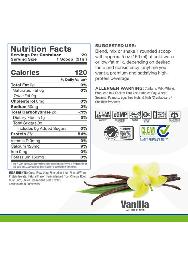 أول ماكس ALLMAX ISONATURAL Whey Protein Isolate، فانيليا - 2 رطل - 27 جرامًا من البروتين لكل ملعقة - خالٍ من الدهون والسكر - خالٍ من اللاكتوز بنسبة 99% - مع البريبايوتكس - بدون نكهات صناعية - حوالي 29 وجبة - Image 2