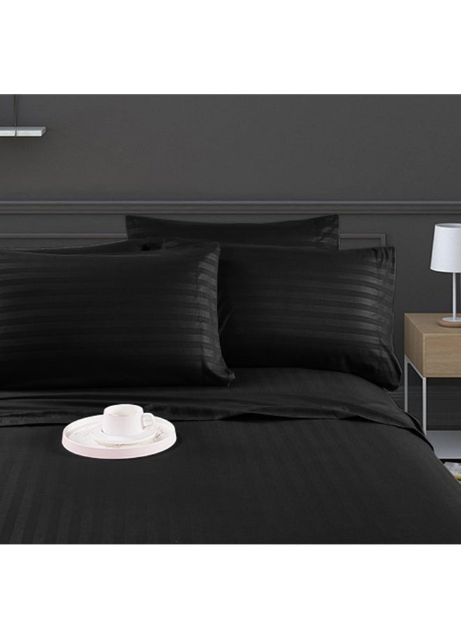 snooze - Snooze Striped Long Pillowcase, Black - Image 1