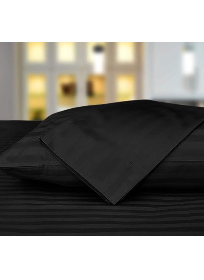 snooze - Snooze Striped Long Pillowcase, Black - Image 1