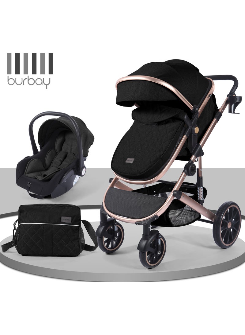 BURBAY 4‑in‑1 Convertible Baby Stroller – Stroller, Rocking Chair, Sling Carrier & Mummy Bag - Image 2