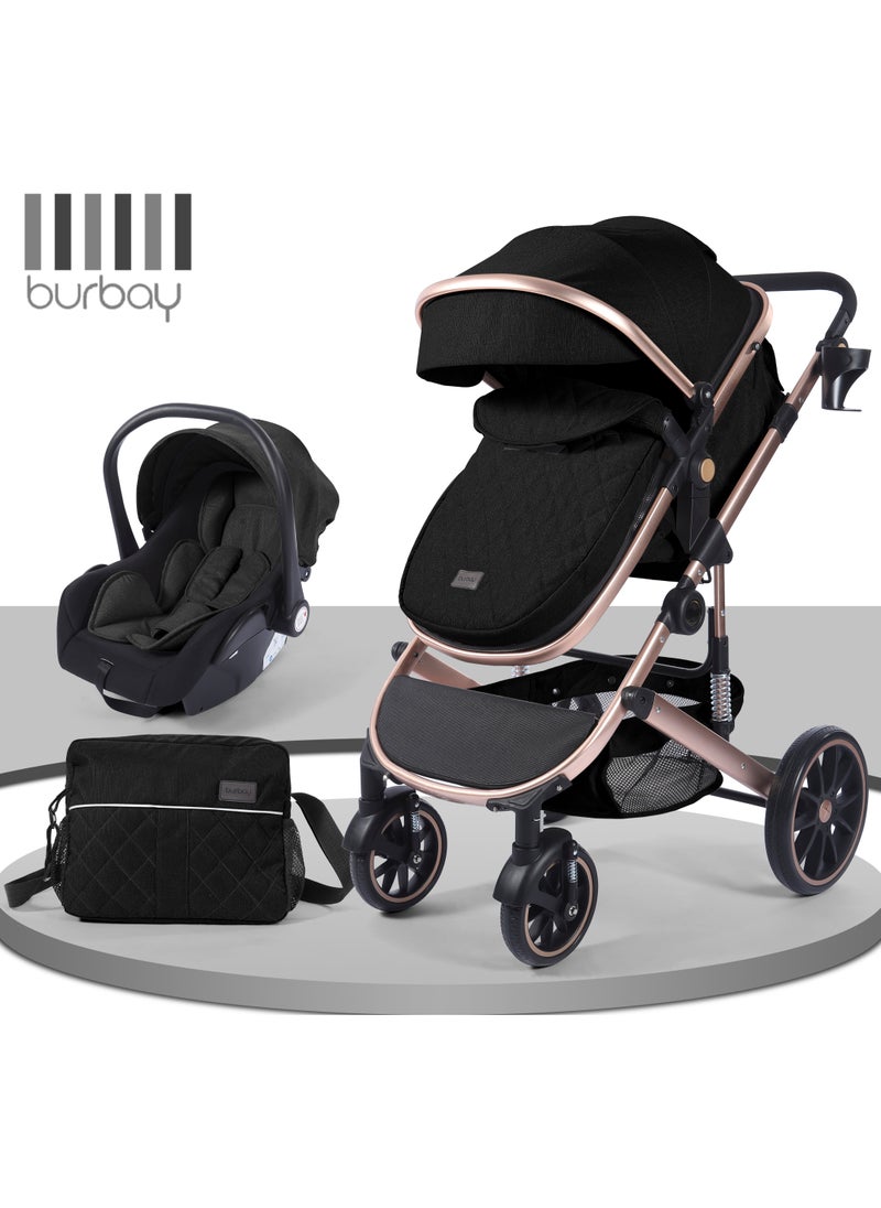 burbay 4 in 1 Baby Stroller Street Stroller, Rocking Car Chair, Sling Carrier, Mummy & Baby Accessories Bag by BURBAY  - Image 1