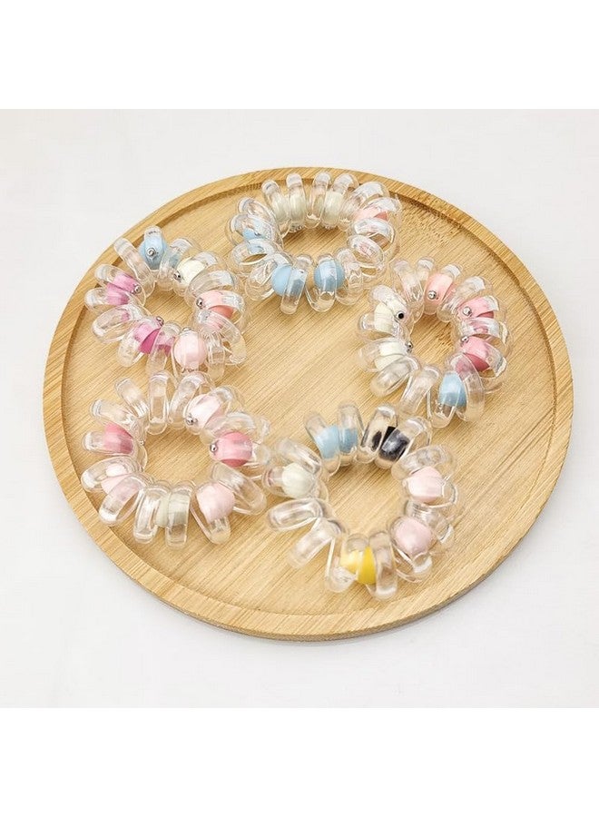 Shivarth Shivarth Telephone Wire Elastic Hairbands for Girls Headwear Transparent Color Hand Bracelet Spiral Hair Ties Scrunchies for kids Phone Coil Elastic Ponytail Holder Daily Use Korean Style Rubber band for Women & Girls Pack of 4 - Image 3