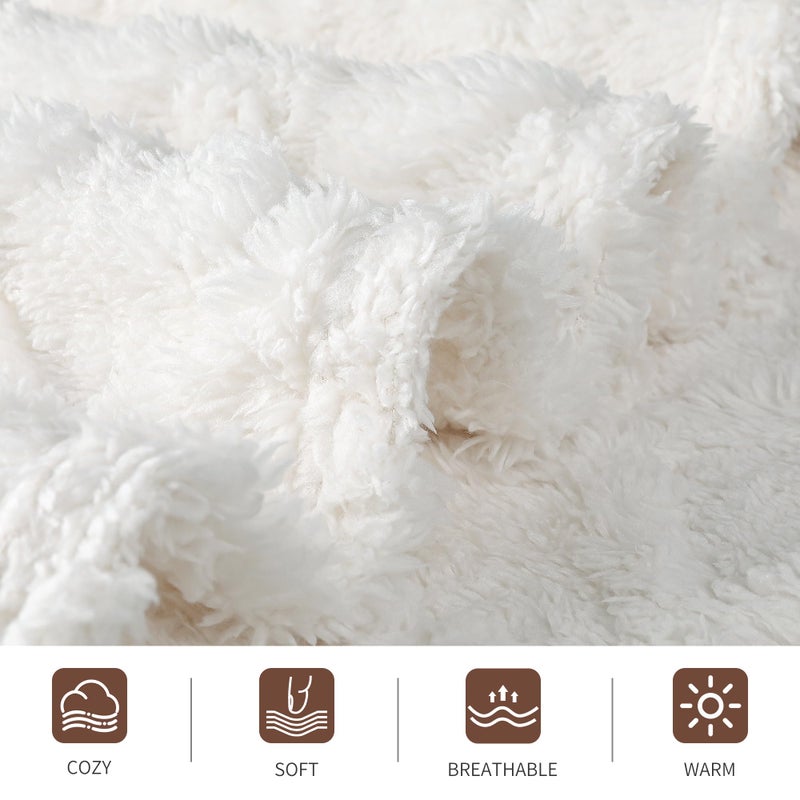 Aganear Fleece Blanket King Size - Lightweight Portable Plush Fuzzy Cozy Soft Blanket for Couch  Sofa  Bed  Office  Breathable and Skin-Friendly Blanket for All Season Accessories(108""x90""  White) - Image 4