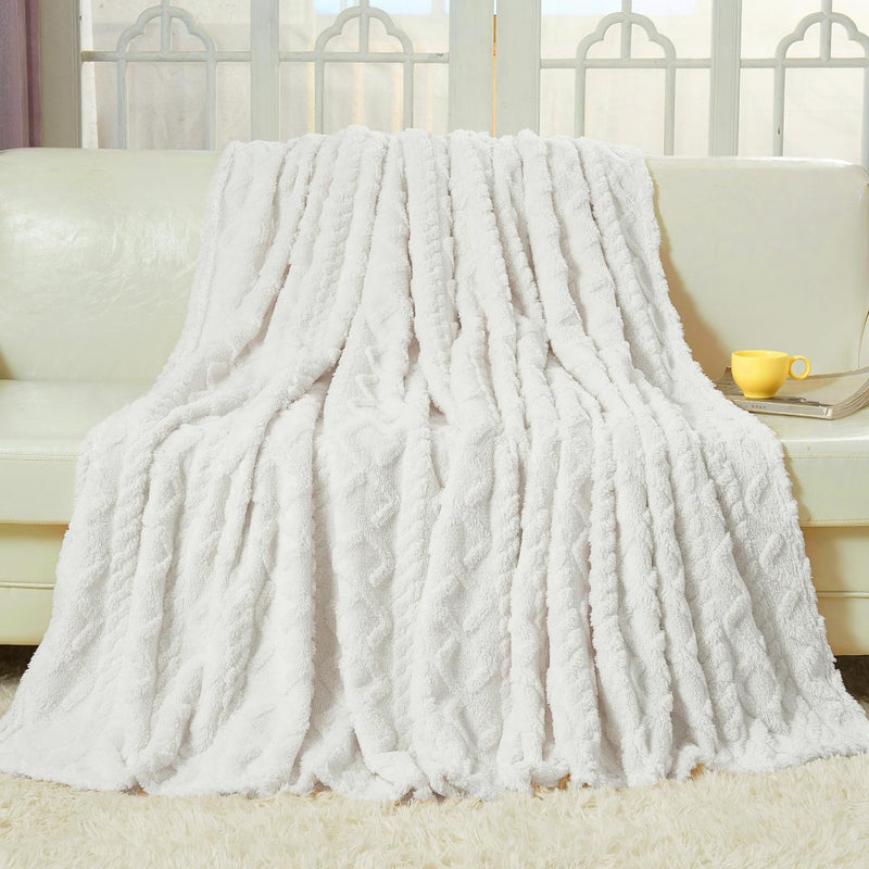 Aganear Fleece Blanket King Size - Lightweight Portable Plush Fuzzy Cozy Soft Blanket for Couch  Sofa  Bed  Office  Breathable and Skin-Friendly Blanket for All Season Accessories(108""x90""  White) - Image 3
