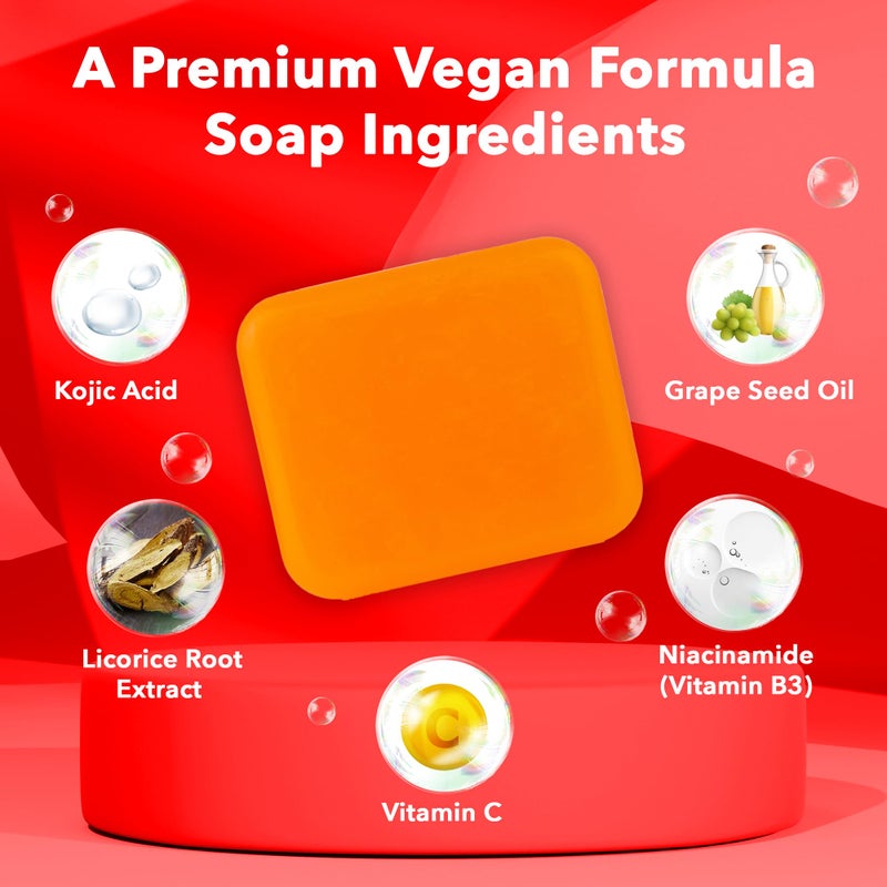 Koji White 4% Kojic Acid Dark Spot Corrector Soap For Exfoliating & Moisturizes with Vitamin C, Licorice Root Extract, Hydrating & Even Skin Tone Cleansing Bar for Face & Body, Vegan, 3.52 Oz (2 Bars) - Image 5
