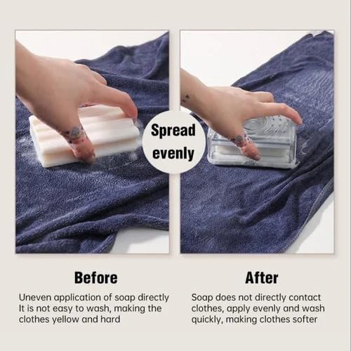 Skyraa Creations 2-in-1 Soap Roller Dispenser for Clothes Plastic Cloth Washing Bar Dispenser with Roller and Drain Holes | Easy Laundry Washing Soap Dispenser with Lid & Roller – (Pack of 1, Blue) - Image 3