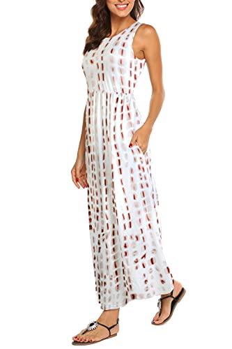Hount Extra Long Maxi Dress for Tall Women Sundress Women O-Neck Bohemian Printed Maternity Long Maxi Dresses with Pockets Coffee L - Image 1