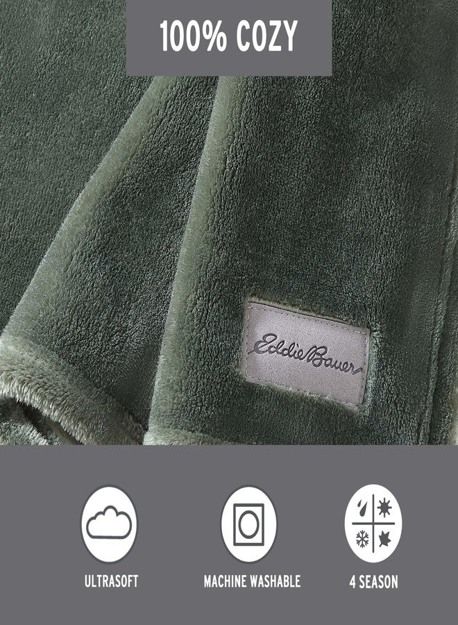 Eddie Bauer - Blanket, Super Soft Reversible Sherpa & Brushed Fleece Bedding, Throw Blankets for Couch, Ideal for Lounging (Ultra Lux Solid Green) - Image 2
