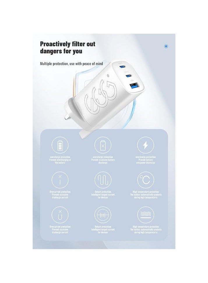 إج شاحن حائط سريع بمنفذ USB من نوع C بقوة 65 واط، متوافق مع ماك بوك برو/إير، إتش بي/ديل/لينوفو، آيباد برو/إير، آيفون 15 برو ماكس، جالكسي إس 24 - Image 5