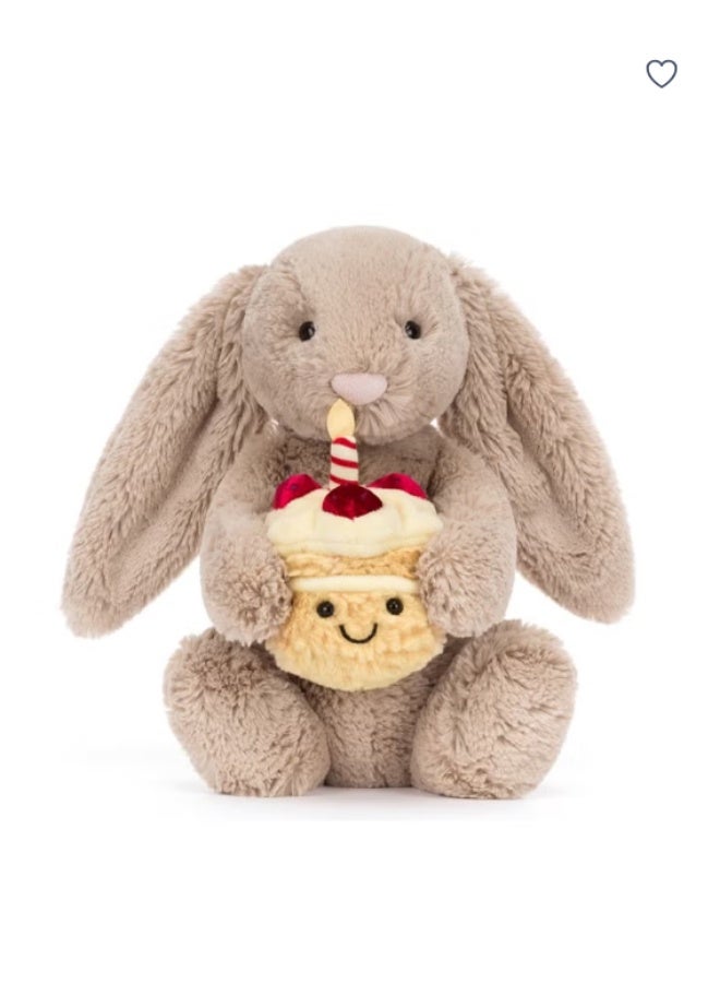 Jellycat “Adorable Birthday Bunny Plush with Festive Cupcake – A Perfect Christmas Birthday Gift for Little Ones” - Image 1