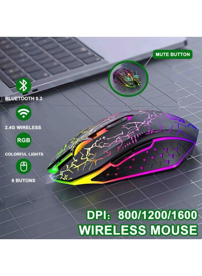 2.4G Bluetooth Wireless Mouse Rechargeable 7 Colors RGB LED Backlit Gaming Mouse Ergonomic Mice for Gamer Computer Laptop iPad - Image 1
