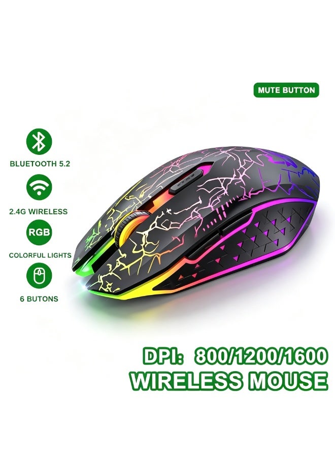 2.4G Bluetooth Wireless Mouse Rechargeable 7 Colors RGB LED Backlit Gaming Mouse Ergonomic Mice for Gamer Computer Laptop iPad - Image 1