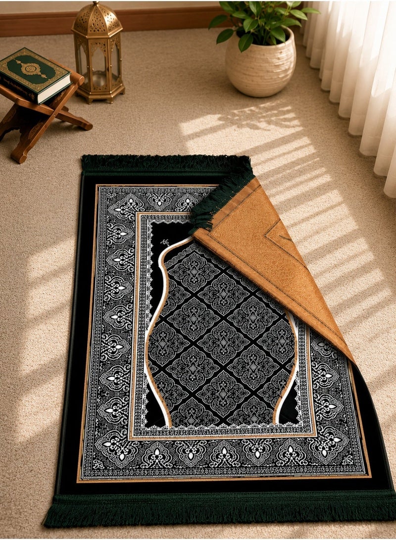 Portable Prayer Mat (Sajadah/Janamaz) – Lightweight, Foldable & Compact (Thinner than Foam Mats), Non-Slip Backing – Ideal for Travel, Home & Mosque ( Emerald Green ) - Image 4