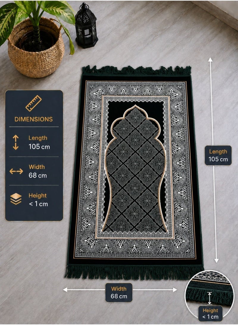 Portable Prayer Mat (Sajadah/Janamaz) – Lightweight, Foldable & Compact (Thinner than Foam Mats), Non-Slip Backing – Ideal for Travel, Home & Mosque ( Emerald Green ) - Image 3