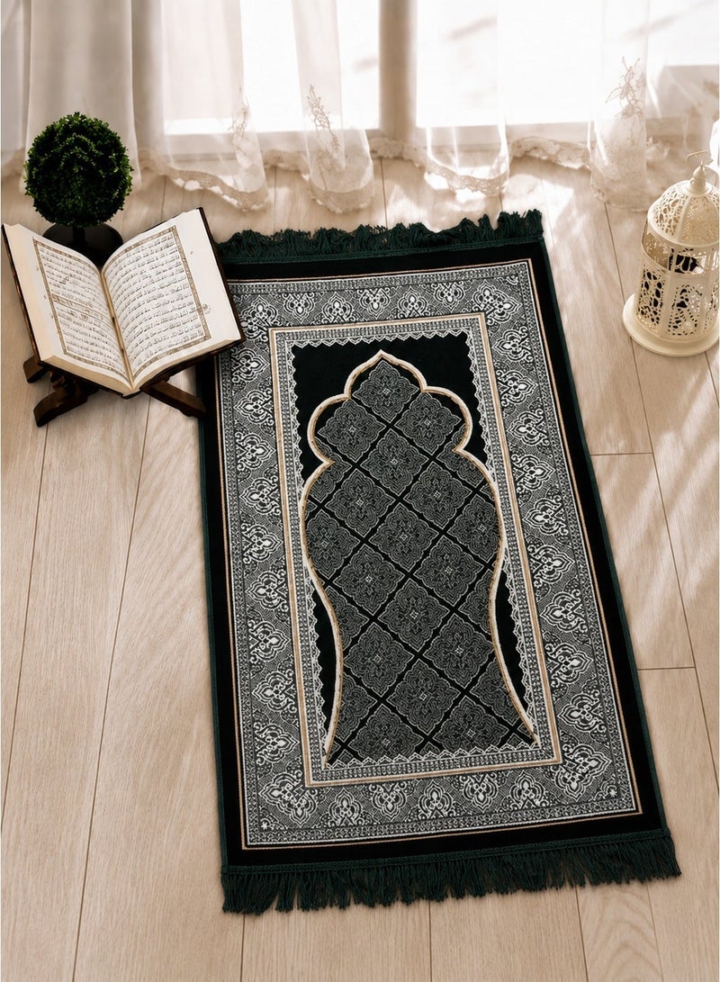 Portable Prayer Mat (Sajadah/Janamaz) – Lightweight, Foldable & Compact (Thinner than Foam Mats), Non-Slip Backing – Ideal for Travel, Home & Mosque ( Emerald Green ) - Image 1