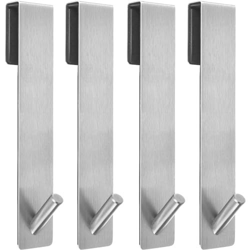 Kontoyo Shower Door Hooks75 InchExtended Over Door Hooks for Bathroom Frameless Glass Shower DoorStainless Steel Towel HooksHeavy Duty Rack Hooks for RobeTowel4 PackSilver - Image 1