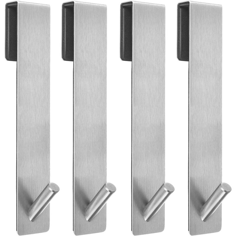Kontoyo Shower Door Hooks75 InchExtended Over Door Hooks for Bathroom Frameless Glass Shower DoorStainless Steel Towel HooksHeavy Duty Rack Hooks for RobeTowel4 PackSilver - Image 2