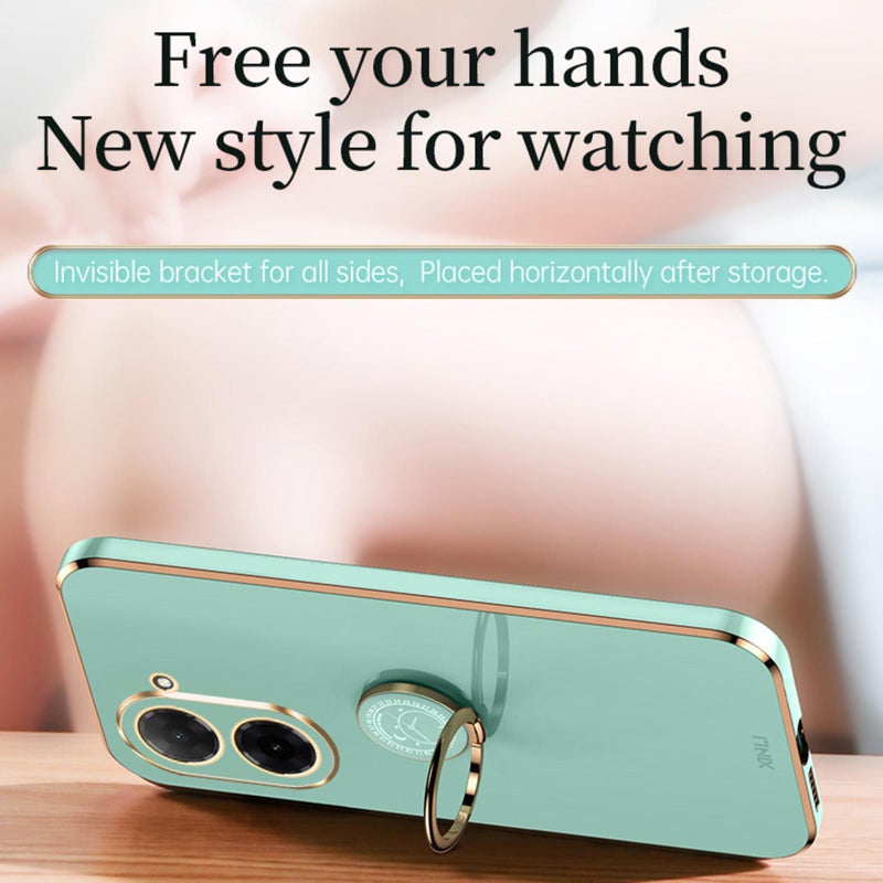 Xinli For Redmi A5 4G 171.7Mm / Poco C71 Straight Edge 6D Electroplate Tpu Phone Case With Ring Holder(White) - Image 4