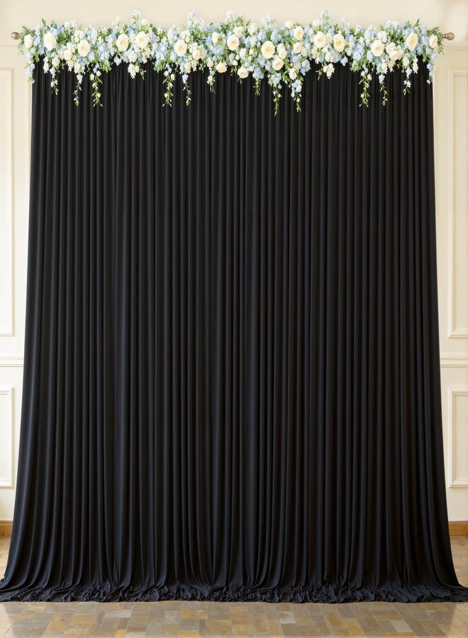 Shillance 10x10ft Black Backdrop Curtains for Birthday Party, Wrinkle Free Curtain Backdrops for Wedding, Polyester Backdrop Drapes for Halloween Photo Shoot (5ft x 10ft, 2 Panels) - Image 2
