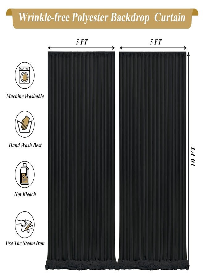 Shillance 10x10ft Black Backdrop Curtains for Birthday Party, Wrinkle Free Curtain Backdrops for Wedding, Polyester Backdrop Drapes for Halloween Photo Shoot (5ft x 10ft, 2 Panels) - Image 4