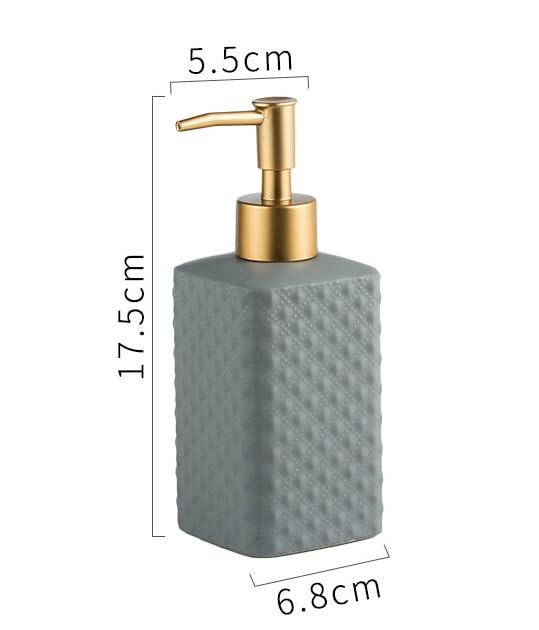 UMAI 4 Pcs Ceramic Bathroom Accessories Set - Tooth Brush Holder, Water Cup (340ml), Soap Dispenser (350ml), Soap Holder Dish for Bathroom (Grey) - Image 3