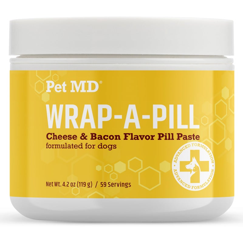 Pet MD Wrap A Pill Cheese & Bacon Flavor Pill Paste for Dogs - Make a Pocket or Pouch to Hide Pills & Medication 4.2 oz - Image 1