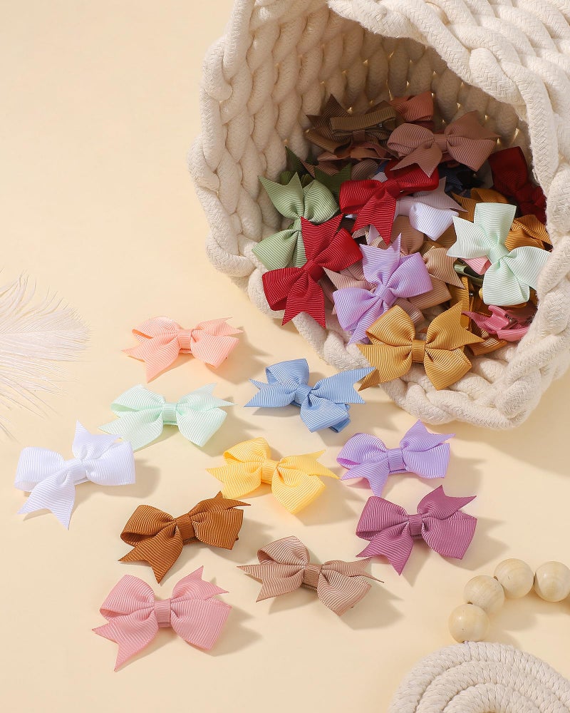 doboi 50PCS 2'' Baby Hair Bows Clips Fully Lined Tiny Grosgrain Boutique Solid Ribbon Mini Bows Alligator Clips for Girls Teens Infants Kids Toddlers Newborn - Image 5