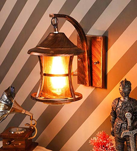 GreyWings Bronze Antique Metal & Glass Wall Light for Home, Hallway & Balcony – Vintage Sconce, (Bulb is not Included), Pack of 1 - Image 2